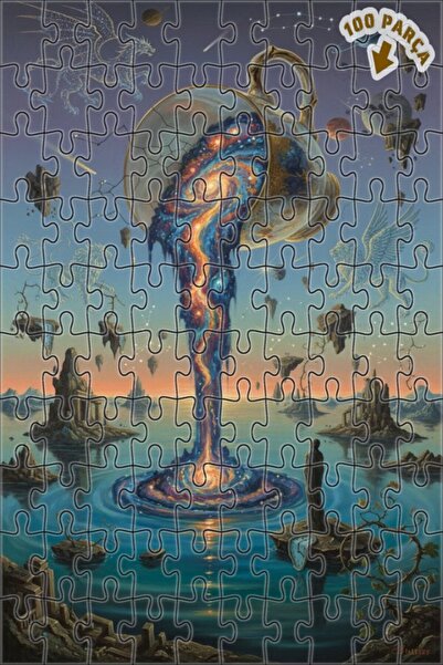 Teona Ahşap لغز خشبي مؤطر بطبقتين بتصميم لوحة زيتية لتدفق الكون 100 قطعة 25x25