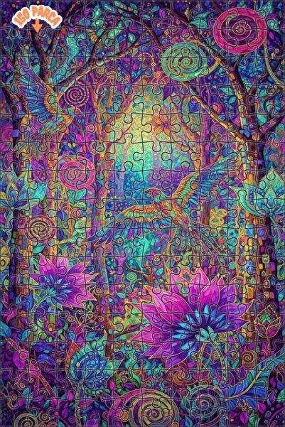 Teona Ahşap لغز خشبي مؤطر بطبقتين بمظهر لوحة زيتية لطيور الغابة السحرية 150 ق...