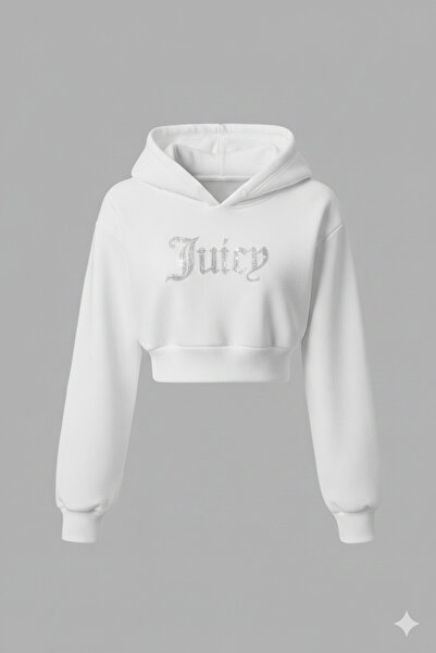 Bozz&Bozz Collection Women's Crystal Stone Printed Crop Hoodie Sweatshirt