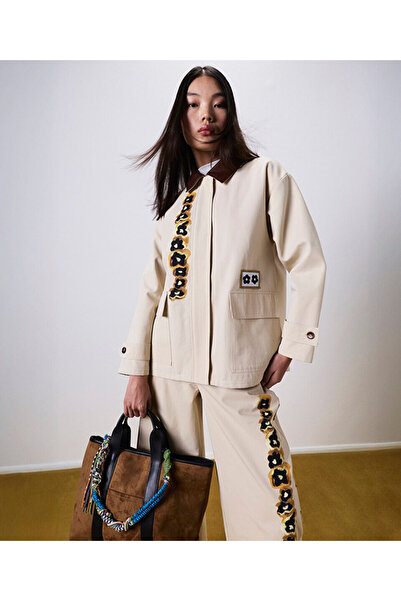 Twist GÖRSEL BASKILI KONTRAST YAKA TRENÇKOT