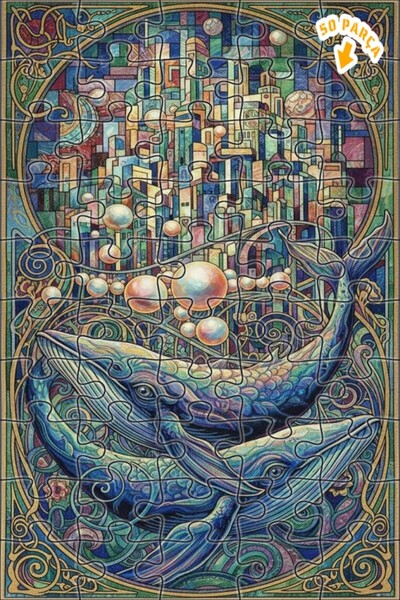 Teona Ahşap لغز خشبي مؤطر من طبقتين من سلسلة مدن الحيتاني السحرية 50 قطعة 15x25