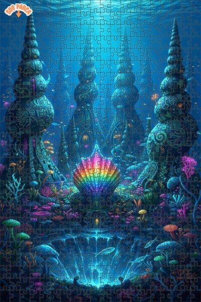 Teona Ahşap Mysterious Undersea Kingdom Looking Digital Art Wooden Puzzle 500...