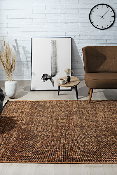 Prestige Halı Vintage Taba Halı Yıkanabilir Kaymaz Taban Şönil Kilim Dokuma P...