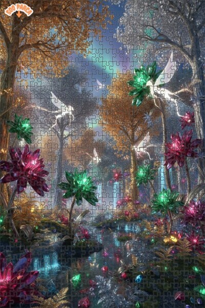 Teona Ahşap لغز خشبي سحري من كريستال فوريست فير تيل، لغز خشبي ذو طبقتين مؤطر،...