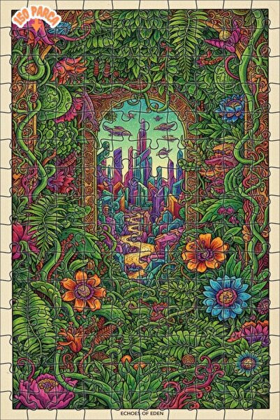 Teona Ahşap لغز المدينة الغامضة في الغابة، لغز خشبي ذو طابقين، 150 قطعة، 20x30