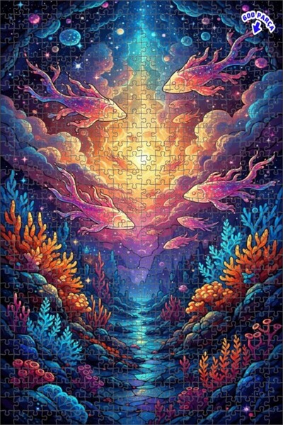 Teona Ahşap لغز خشبي رائع على شكل عالم الأسماك تحت الماء، مكون من طبقتين، مؤط...