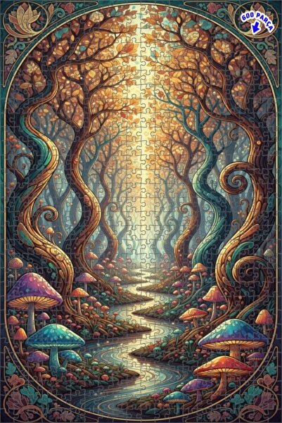 Teona Ahşap لغز خشبي مؤطر بمظهر لوحة زيتية لشلال نهر الغابة الساحرة 600 قطعة ...