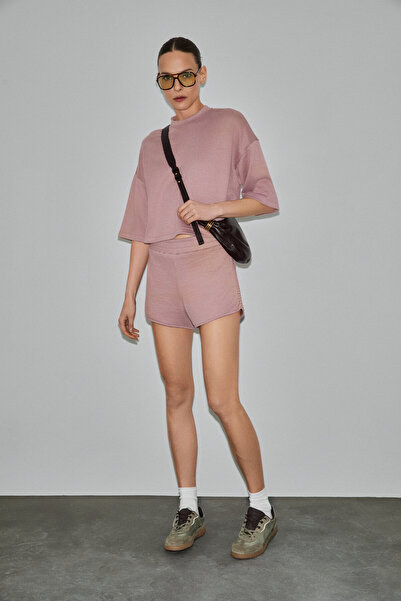 GRIMELANGE Petal women's elastic waist stretch fabric Relaxed Fit pink shorts