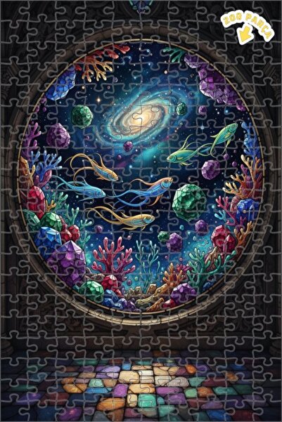 Teona Ahşap لغز خشبي مؤطر بطبقتين على شكل سمكة جالاكسي كريستال فن تحت الماء 2...