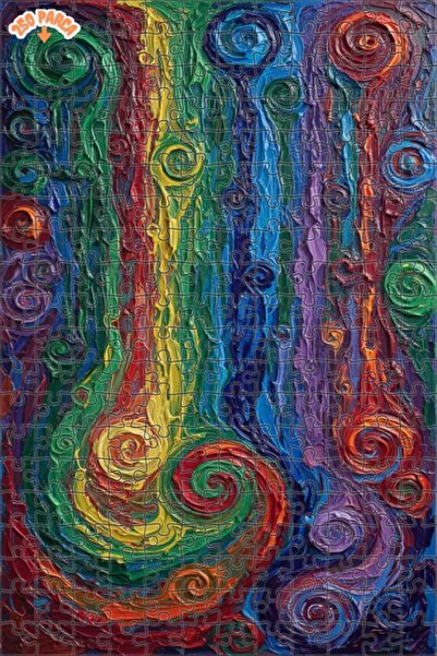 Teona Ahşap Rainbow Hurricane Oil Painting Lookalike Double Layer Framed Wood...