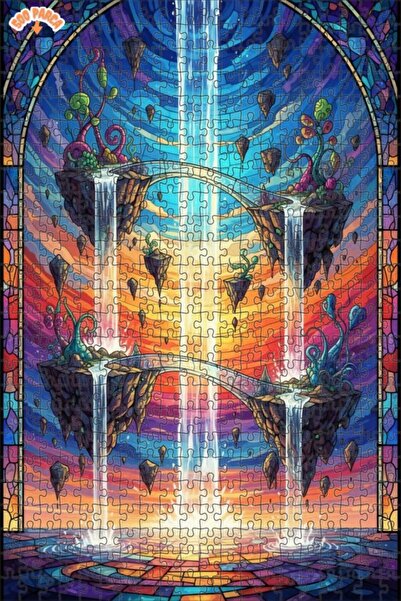 Teona Ahşap Fantastic Waterfall Bridges Double Layer Framed Wooden Puzzle 500...