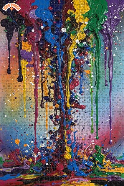 Teona Ahşap Rainbow Drop Art Double Layer Framed Wooden Puzzle 1000 Pieces 70X50