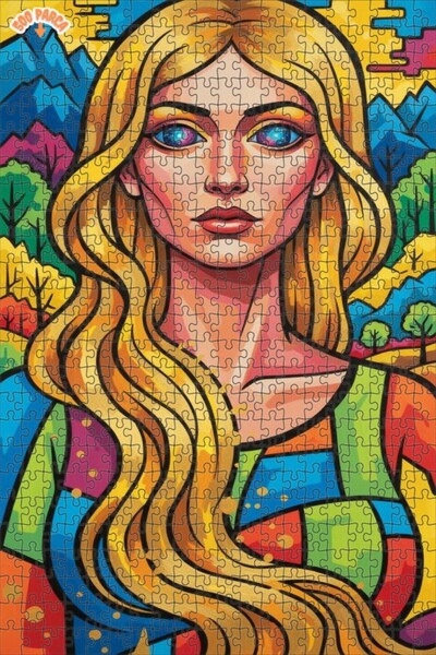 Teona Ahşap Galactic Eyed Woman Oil Painting Lookalike Modern Double-Layered ...