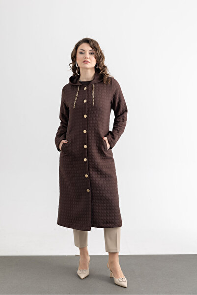 TUĞBA ERGÜL Women's Hooded Buttoned Quilted Jacket