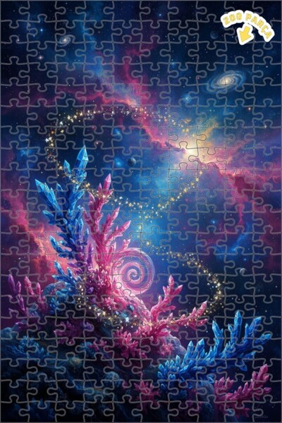 Teona Ahşap لغز خشبي مؤطر ذو طبقتين بمظهر لوحة زيتية لغابة الكريستال الكونية ...