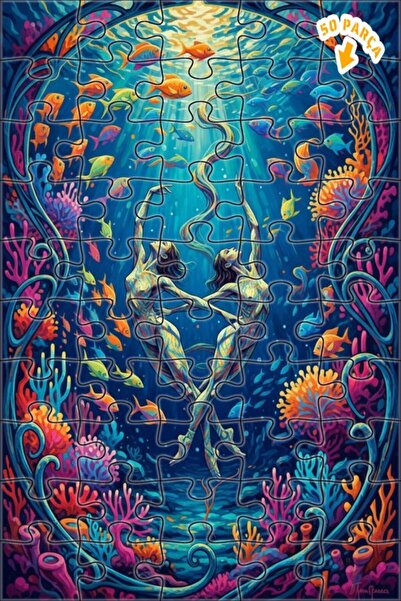 Teona Ahşap لوحة فنية بتصميم الرقص تحت الماء، لوحة خشبية مؤطرة بطبقتين، 50 قط...