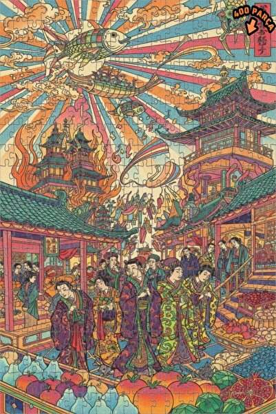 Teona Ahşap لغز خشبي مؤطر ذو طابقين بتصميم مشهد سوق الأسماك الطائرة مع طلاء ز...