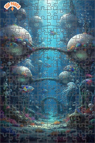 Teona Ahşap Fantastic Underwater Castle Oil Painting Look Wooden Puzzle 150 P...