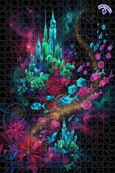 Teona Ahşap لغز خشبي مؤطر بطبقتين من كريستال شاتو فيش سوبي ديجيتال آرت، 600 ق...