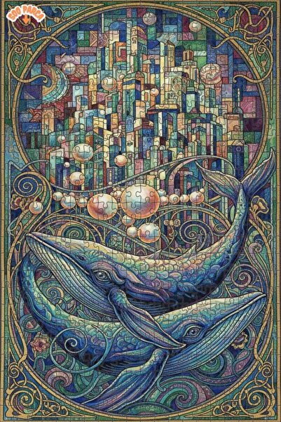 Teona Ahşap لغز خشبي مؤطر من طبقتين من سلسلة مدن الحيتانيين السحريين 500 قطعة...