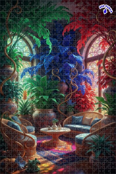 Teona Ahşap لغز خشبي بتصميم حديقة استوائية وديكورات زيتية 600 قطعة 50x35