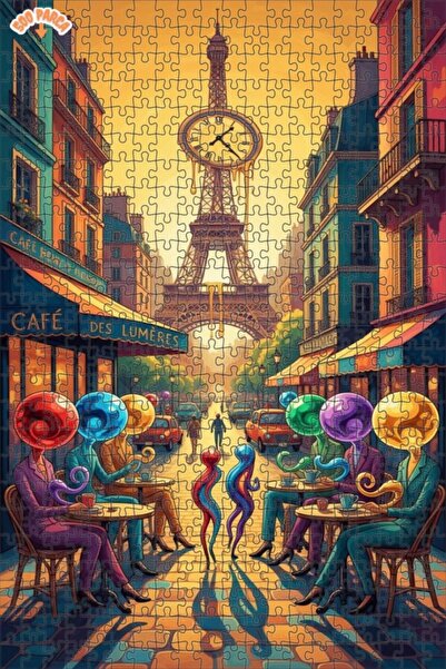 Teona Ahşap Watercolor Look Double Layer Framed Wooden Puzzle 500 Pieces 50X30