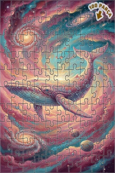 Teona Ahşap لغز فني على شكل حوت جالاكتيك، لغز خشبي مؤطر بطبقتين، 100 قطعة، 25x25