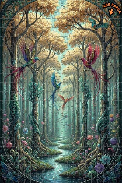 Teona Ahşap لغز خشبي على شكل طيور الغابة الغامضة بمظهر ألوان مائية 400 قطعة 3...