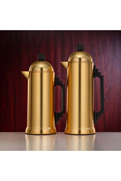 Almarjan Vacuum Flask Set 0.7 L & 1 L Matte Gold & Black