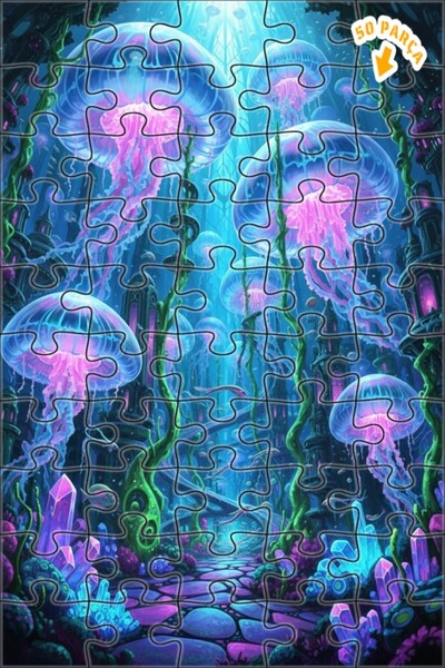 Teona Ahşap لغز خشبي بإطار مزدوج الطبقات بمظهر مدينة تحت البحر اللامعة، 50 قط...