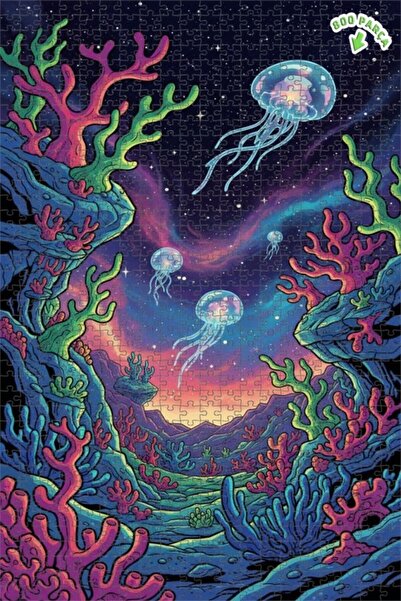 Teona Ahşap لغز خشبي مؤطر ذو طبقتين بتصميم مناظر طبيعية كونية لقنديل البحر ال...