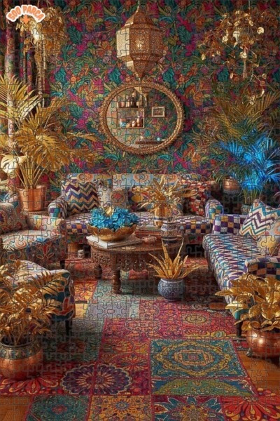 Teona Ahşap Gold Leaf Patterned Double Layer Framed Wooden Puzzle 500 Pieces ...