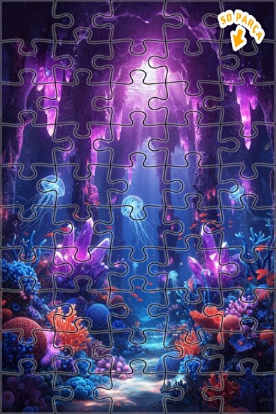 Teona Ahşap لغز الكريستال الغامض: منظر تحت البحر، لغز خشبي مزدوج الطبقات مؤطر...