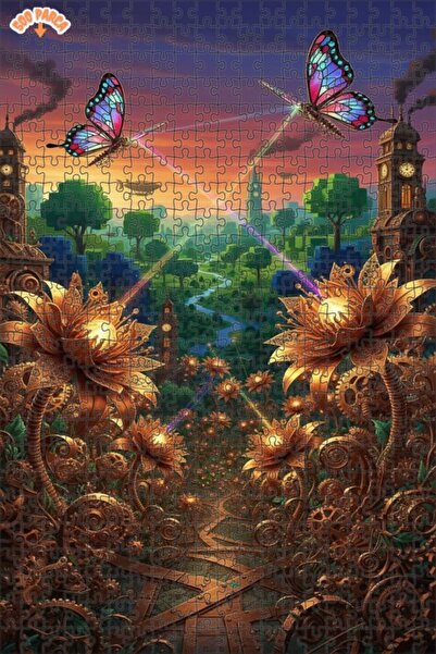 Teona Ahşap ألغاز خشبية على شكل فراشات بالبخار وزهور ميكانيكية ذات طبقتين 500...