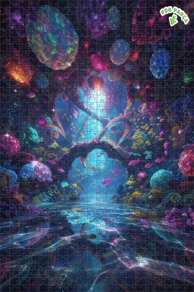 Teona Ahşap لغز فني على شكل لوحة زيتية لغابة كريستال دريم تحت البحار 800 قطعة...