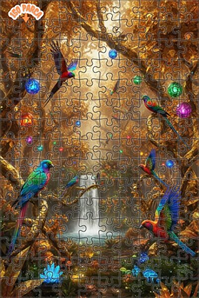 Teona Ahşap لغز خشبي مؤطر بطبقتين بمظهر لوحة زيتية لببغاوات الغابة السحرية 15...