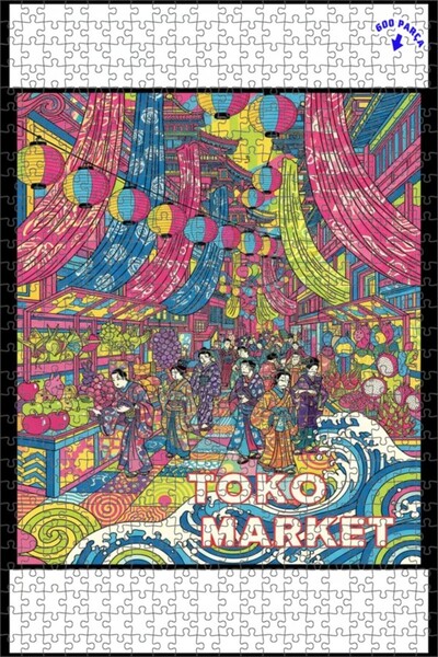Teona Ahşap Vibrant Colors Japanese Market Look Linear Double-Decked Framed W...