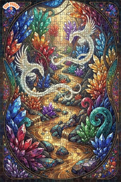 Teona Ahşap لغز خشبي مؤطر بطبقتين من سلسلة كريستال دراجون ريفر السحرية 500 قط...