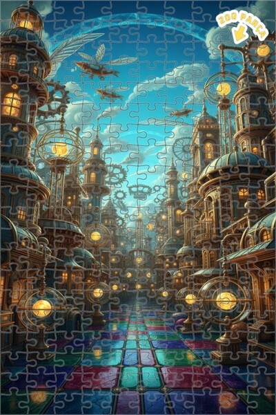 Teona Ahşap لغز مدينة المحاربين البخاريين 200 قطعة 25x35