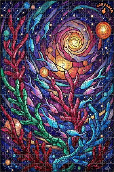 Teona Ahşap لغز خشبي ذو طبقتين بإطار ذو مظهر فسيفسائي زجاجي ملون بتصميم بحر ا...