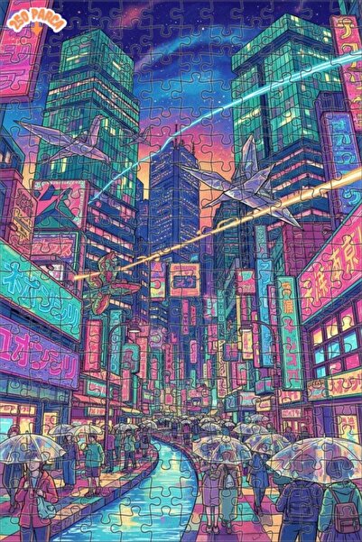 Teona Ahşap لوحة زيتية بتصميم مدينة النيون 250 قطعة مقاس 30x30