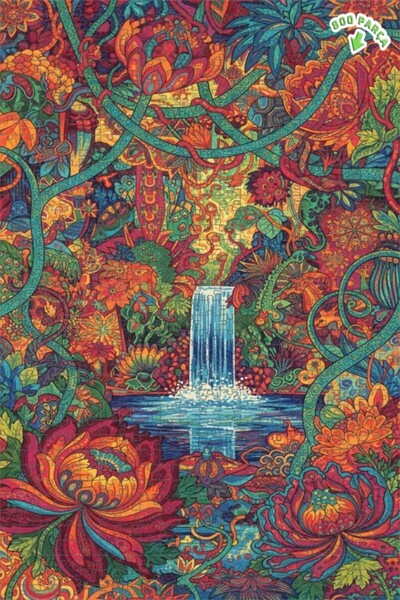 Teona Ahşap شلال الغابة الغامضة، رسم ملون، لغز خشبي ذو طبقتين، 800 قطعة، 70x5...