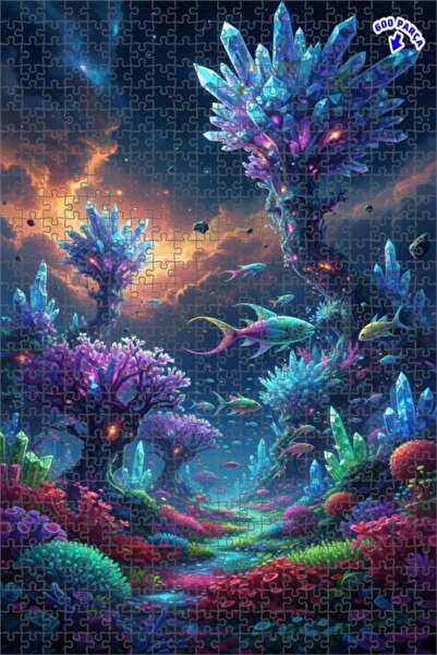 Teona Ahşap فن أسماك الغابة الكريستالية الرائع 600 قطعة 50x35