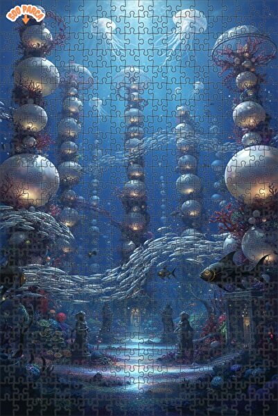 Teona Ahşap Fantastic Underwater City Oil Painting Look Wooden Puzzle 500 Pie...