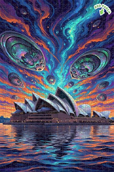 Teona Ahşap لغز خشبي مؤطر ذو طابقين بتصميم مسرح أوبرا سيدني السحري، 800 قطعة،...