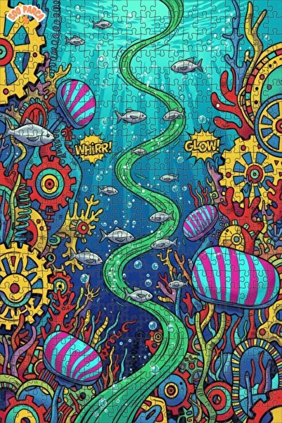 Teona Ahşap Steam-Powered Submarine World Oil Painting Double-Layer Framed Wo...