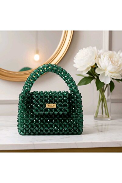 Metuche Accessories Yeşil Kristal Boncuk Çanta