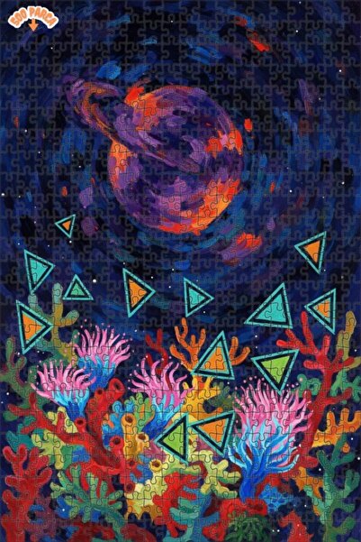 Teona Ahşap لغز خشبي مؤطر ذو طبقتين بتصميم لوحة زيتية لـ "حلم المرجان المجرمي...