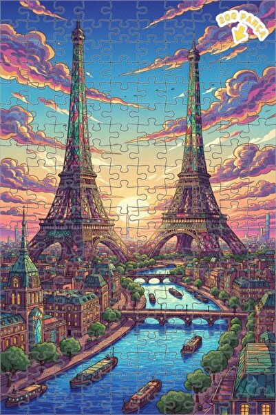 Teona Ahşap Çift Katlı Çerçeveli Ahşap Puzzle 200 PARÇA 25x35