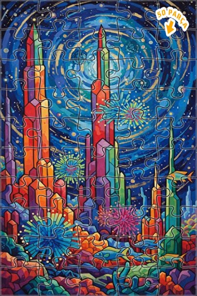 Teona Ahşap لوحة زيتية لرقص الأسماك الملونة في مدينة الكريستال، لغز خشبي مؤطر...